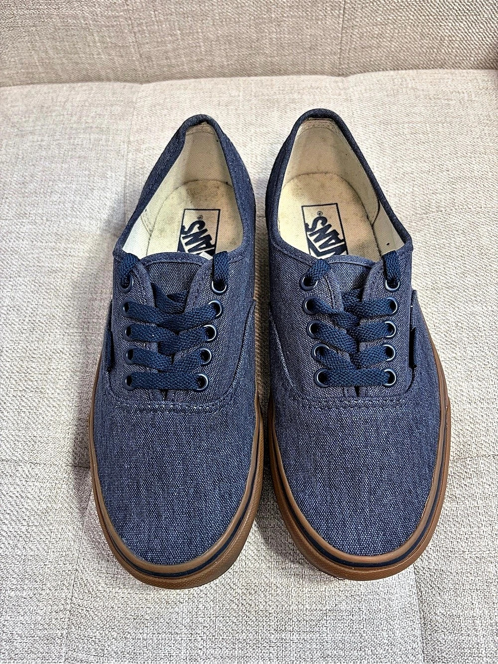 Vans Authentic Washed Canvas Dress Blues Gum Sole Men 7 / Women 8.5